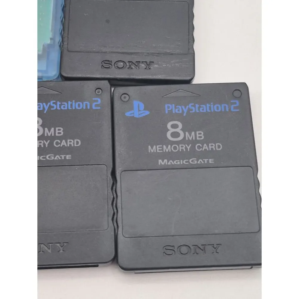 Lot of 5 PlayStation 2 8MB Memory Cards 4 Black 1 Blue SCPH-10020 Tested